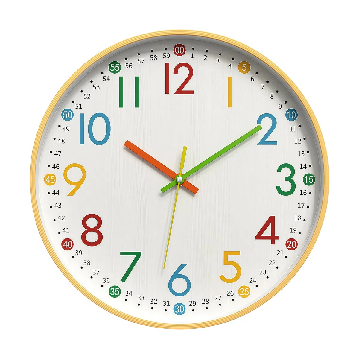Orologio da parete per bambini, senza ticchettio: 12"/30 cm, silenzioso, con numeri colorati, orologio da parete per bambini, per scuola, camera da letto, aula, cameretta dei bambini