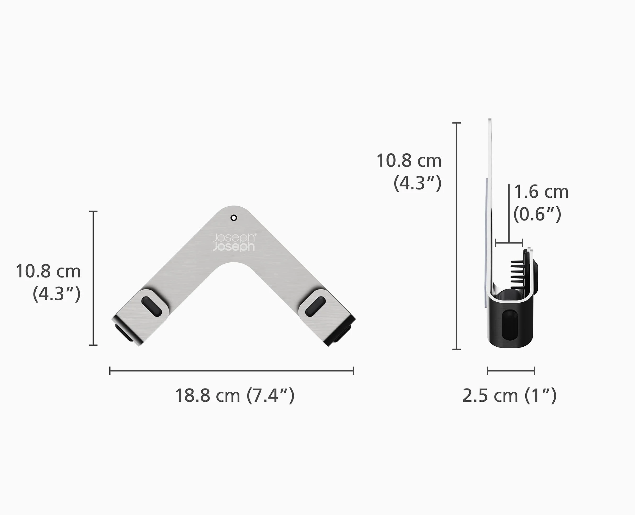 Joseph Joseph Space Set di 2 supporti autoadesivi per coperchi di pentole e padelle, montaggio a parete, adatto a coperchi fino a 28 cm, nastro 3M VHB e viti incluse, acciaio inossidabile