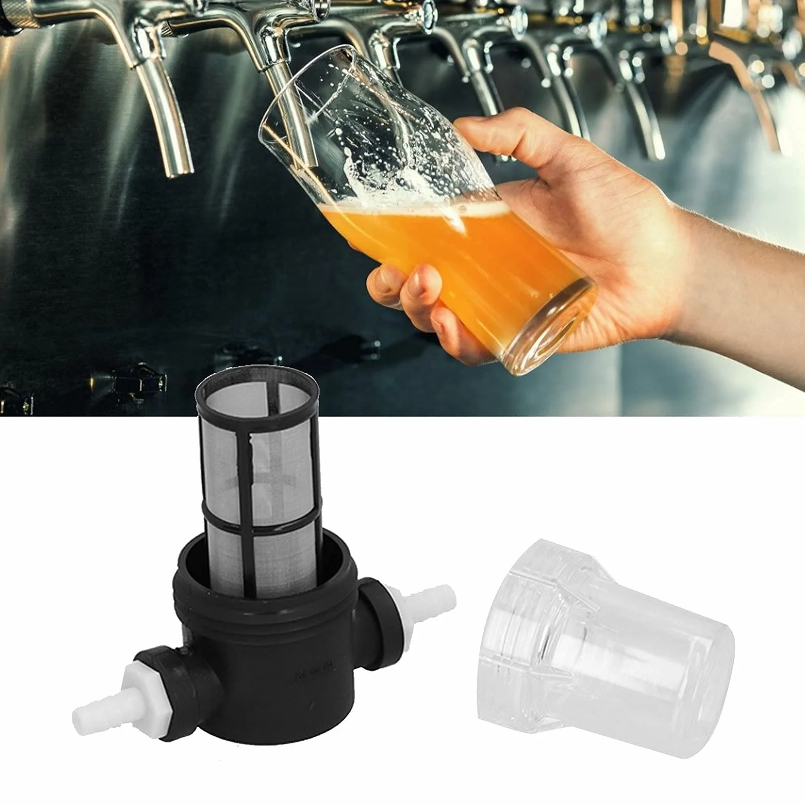 Filtro per Birra 150 Micron 80 Mesh con Tubo Flessibile 12mm per Birrificio Domestico Filtraggio Acqua e Birra