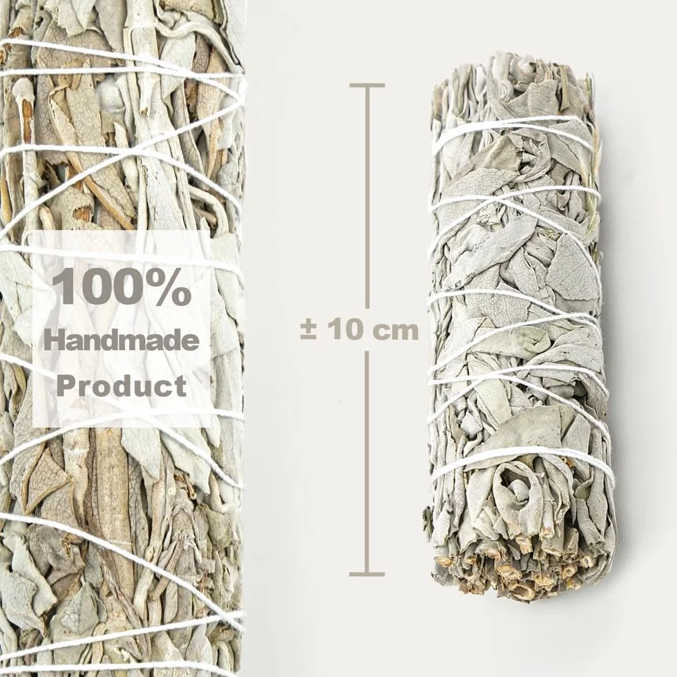 5 Salvia Bianca 10 cm Sacra da Bruciare, Erba di Purificazione e Armonia, Salvia Apiana 100% Naturale, Ideale per la Pulizia Spirituale e i Rituali Energetici