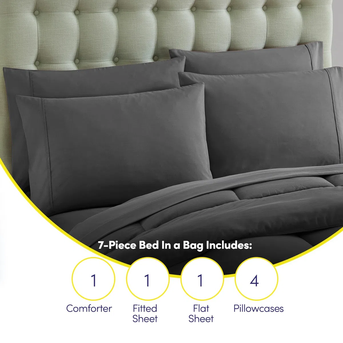 Sweet Home Collection Set alternativo ultra morbido in piuma e lussuose lenzuola, poliestere, grigio, queen size