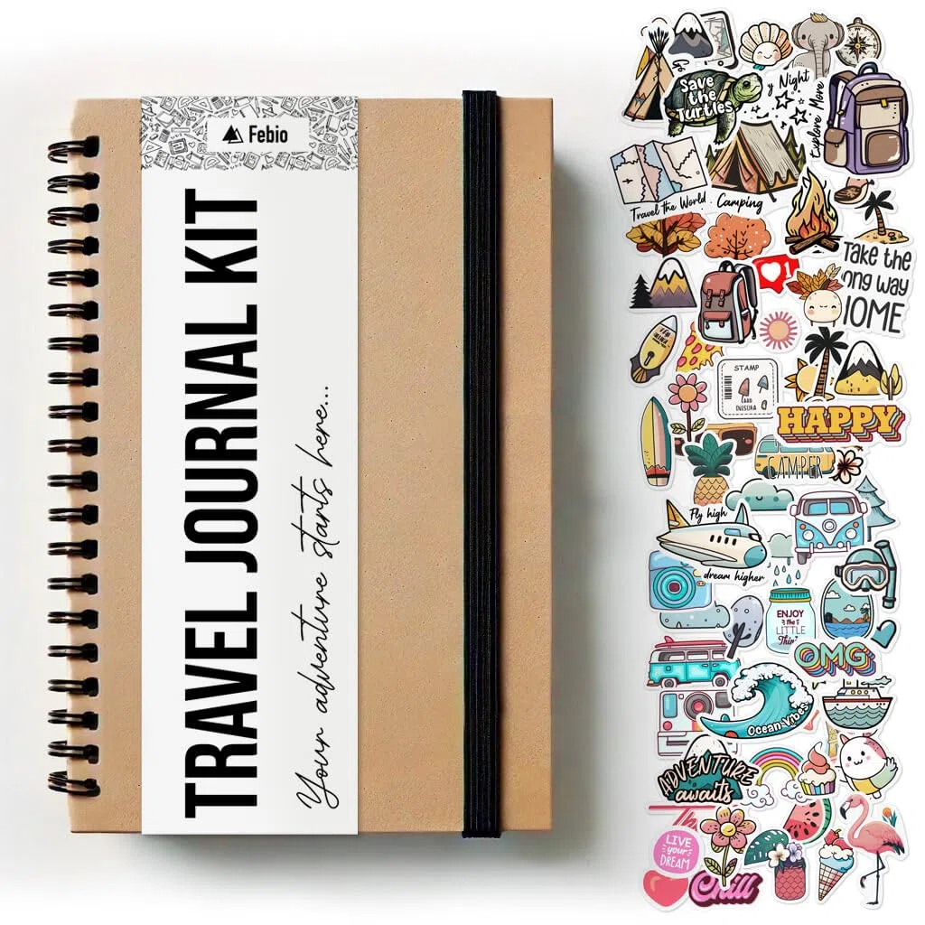 Diario di viaggio personalizzabile, adatto anche per bullet journal o scrapbooking. Diario di viaggio da compilare, immancabile tra i regali per viaggiatori uomo, regali per viaggiatori donna