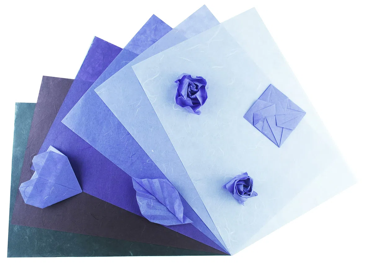 50 fogli di carta di gelso in colori semplici, per origami, design artigianale, carta artistica giapponese Washi, per creazione di biglietti e decoupage (Violet)