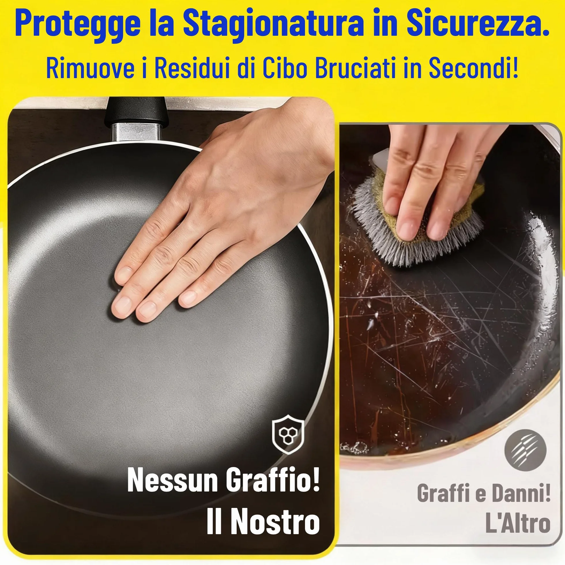 Amagabeli - Pulitore per ferro da giardino, in acciaio inox, 316L, per padelle in ghisa, forni olandesi, padelle in ghisa, griglia, griglia, padella 20,9 x 15,2 cm