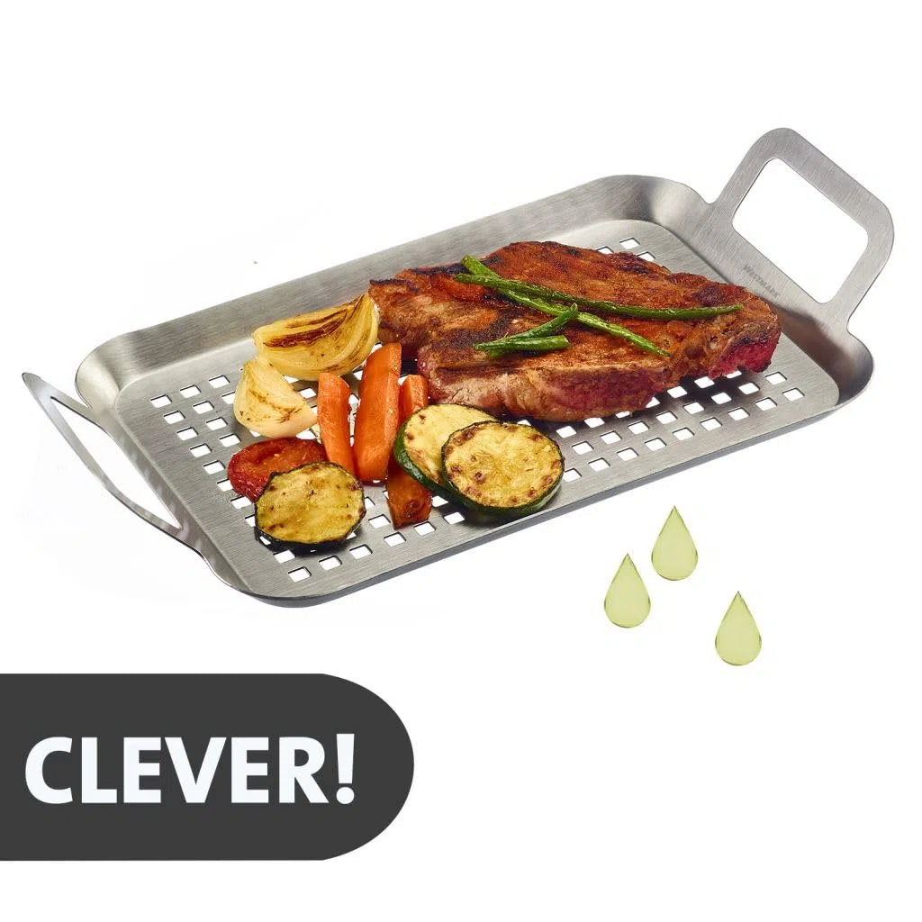 Westmark Griglia piatta piccola per barbecue – pratica per grigliare verdure, carne e altre prelibatezze, resistente, lavabile in lavastoviglie – acciaio inox