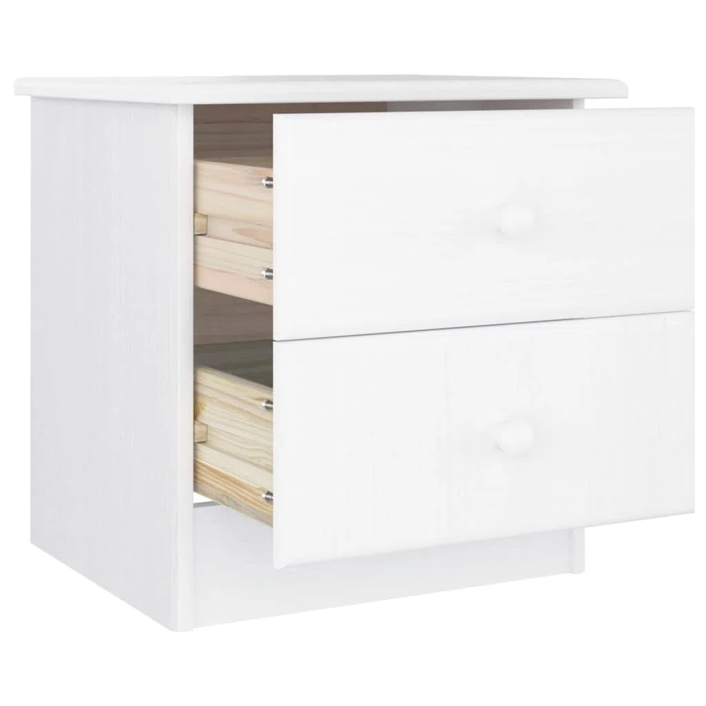 Generico Comodino Alta Bianco 41x35x41 cm in Legno Massello di Pino,Comodini