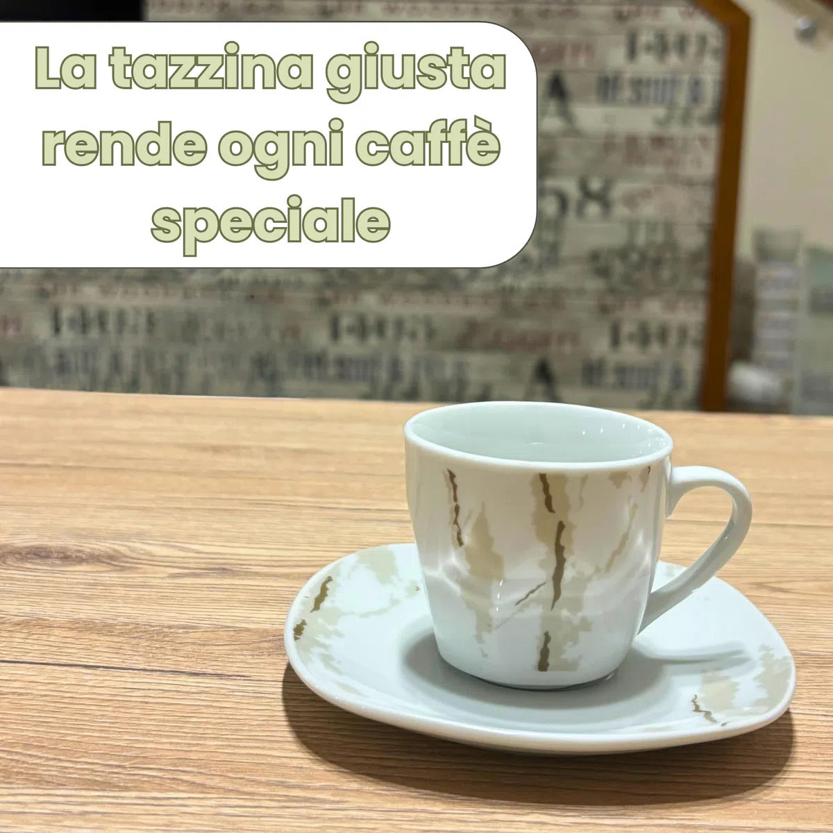 NAMAI - Set da 6 Tazzine Caffe Particolari con Piattino, Stile Autentico, Porcellana, Adatte In Lavastoviglie e Microonde, Idea Regalo (Hummus)