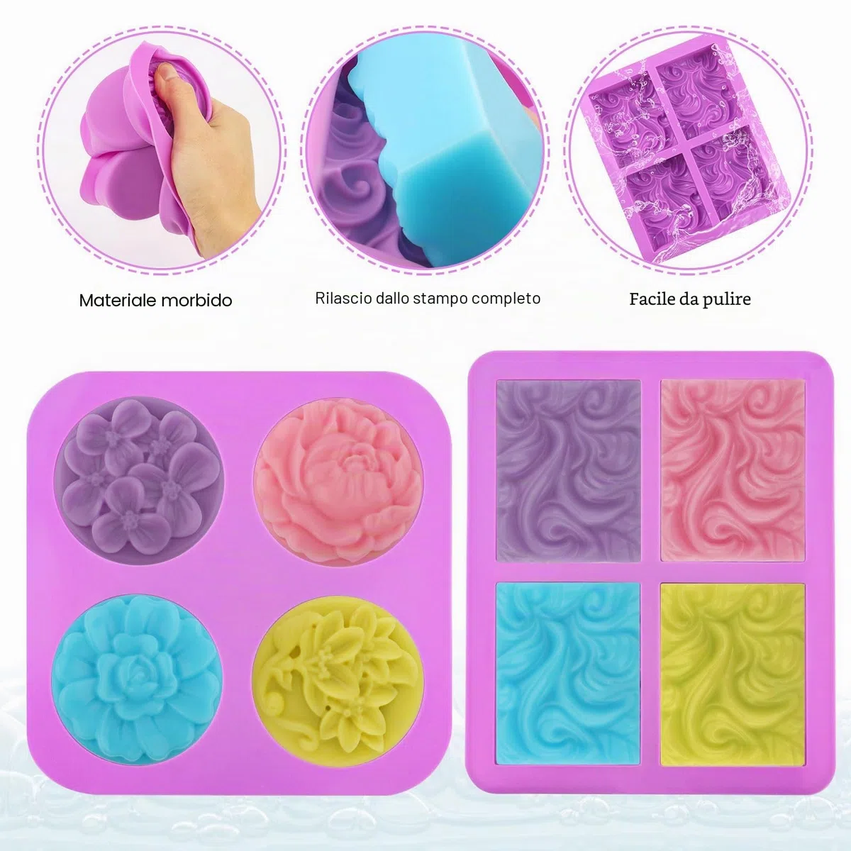2 Pezzi Stampo per Sapone, Stampi per Sapone in Silicone, Stampi per Saponette Fai Fa Te, Stampo Morbido per Saponi, Formine Saponette, Stampo per Sapone Fatto a Mano, Artigianato in Resina