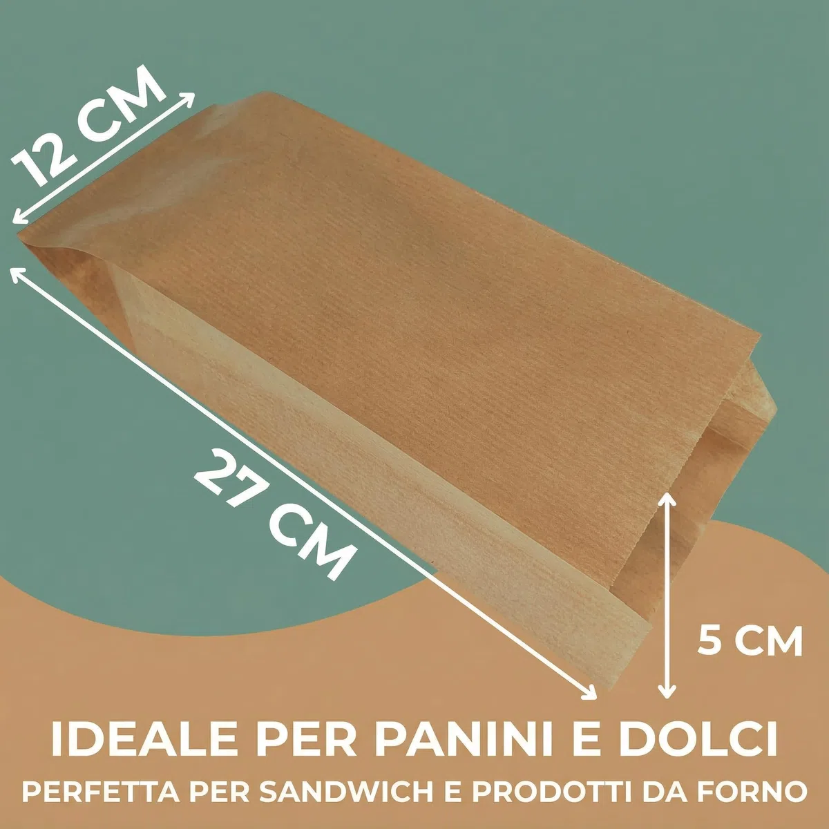 250 Sacchetti Carta per Alimenti - Sacchetti Pane Carta Kraft - Buste Alimentari, Confetti, Biscotti Marrone 12x5x27cm