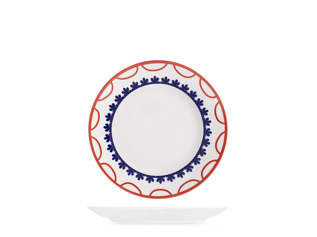 H&H Servizio Piatti 18 Pezzi Zephyra – Porcellana Decorata, Forma Coupe – 6 Piatti Piani 27 cm, 6 Piatti Fondi 23 cm, 6 Piatti Frutta 19,5 cm – Lavabili in Lavastoviglie e Idonei al Microonde