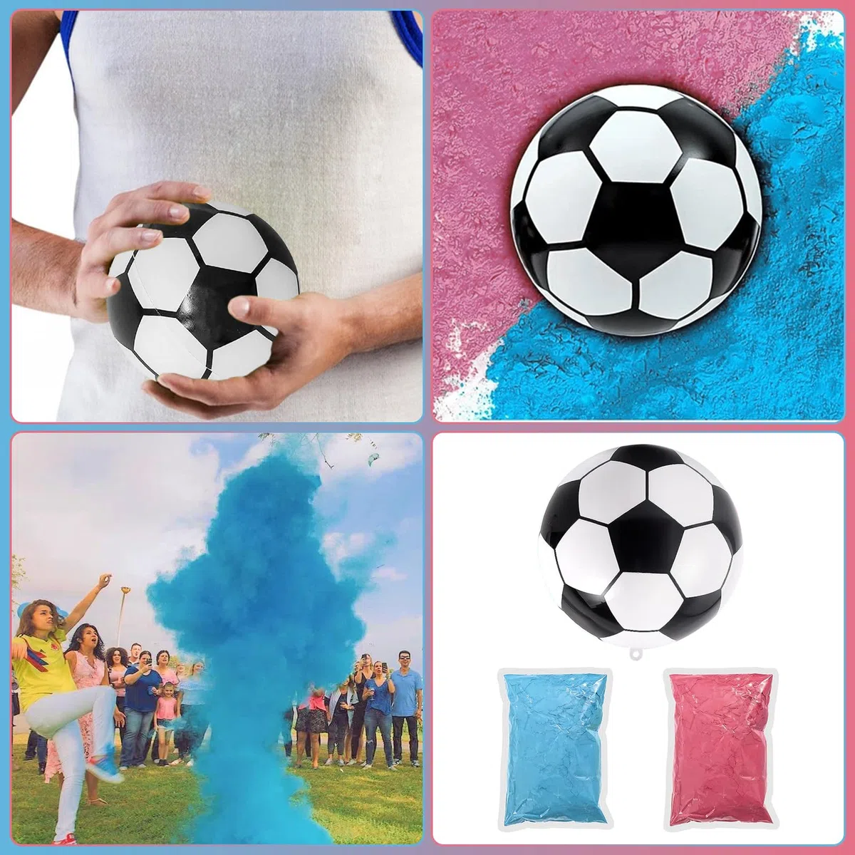 Gender Reveal Football per Baby Shower - Palla Annuncio Sessuale Bambino con Blu Rosa per Ragazzo Ragazza - Calcio per Annunciare Sesso