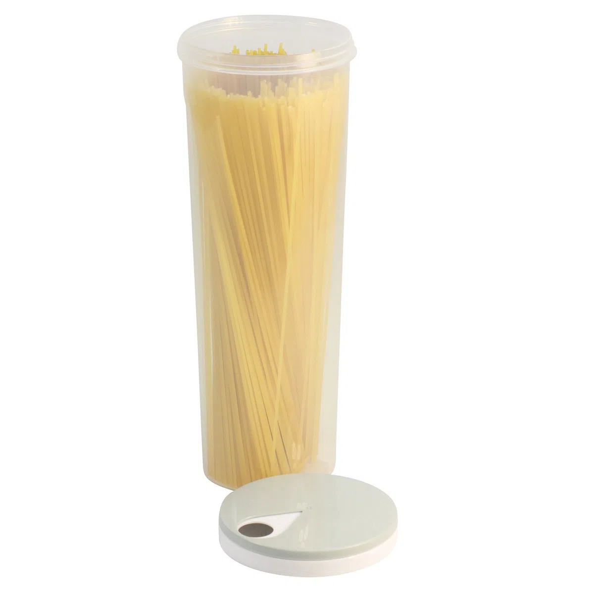Dispenser per Pasta in Plastica Trasparente con Coperchio Rotante Grigio, 28,6 cm