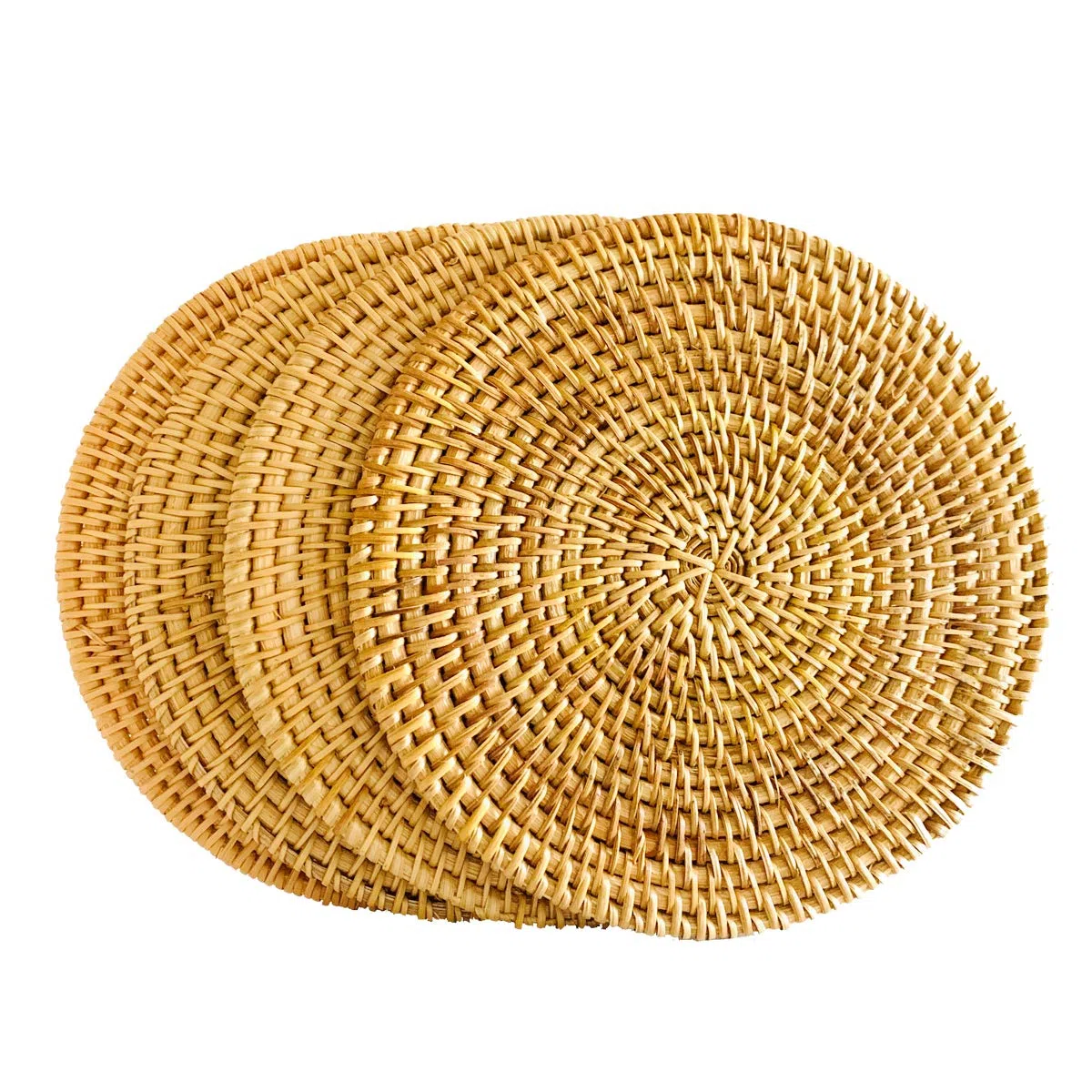 Realizzato a mano in rattan supporto per vaso, antiscivolo, durevole, resistente al calore Hot Pads, ideale moderno Home Decor Sottobicchiere resistente al calore Isolamento Tazza Tappeto - 20 cm - X4