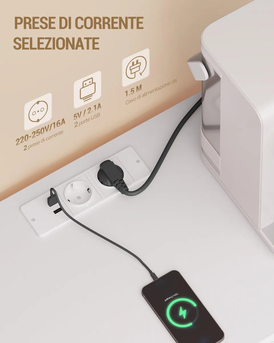 Hzuaneri Credenza Cucina, Mobile Cucina con 4 Cassetti, 4 Ante Scorrevoli, Presa Elettrica e Illuminazione a LED, Ripiani Regolabili, stile Moderno, per Cucina, Soggiorno, 40 x 140 x 85 cm, Bianco