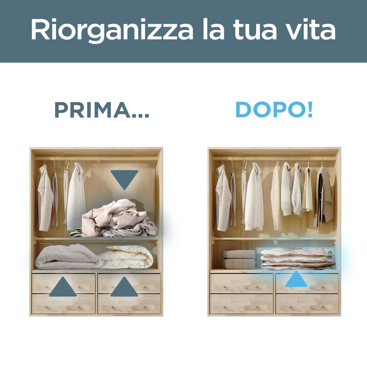 Sacchetti Sottovuoto Vestiti con Pompa Manuale, Buste Salvaspazio per Valigia, Zaino e Armadio, Sacchi Compressione Piumoni, Coperte e Abiti, Riutilizzabili e Resistenti