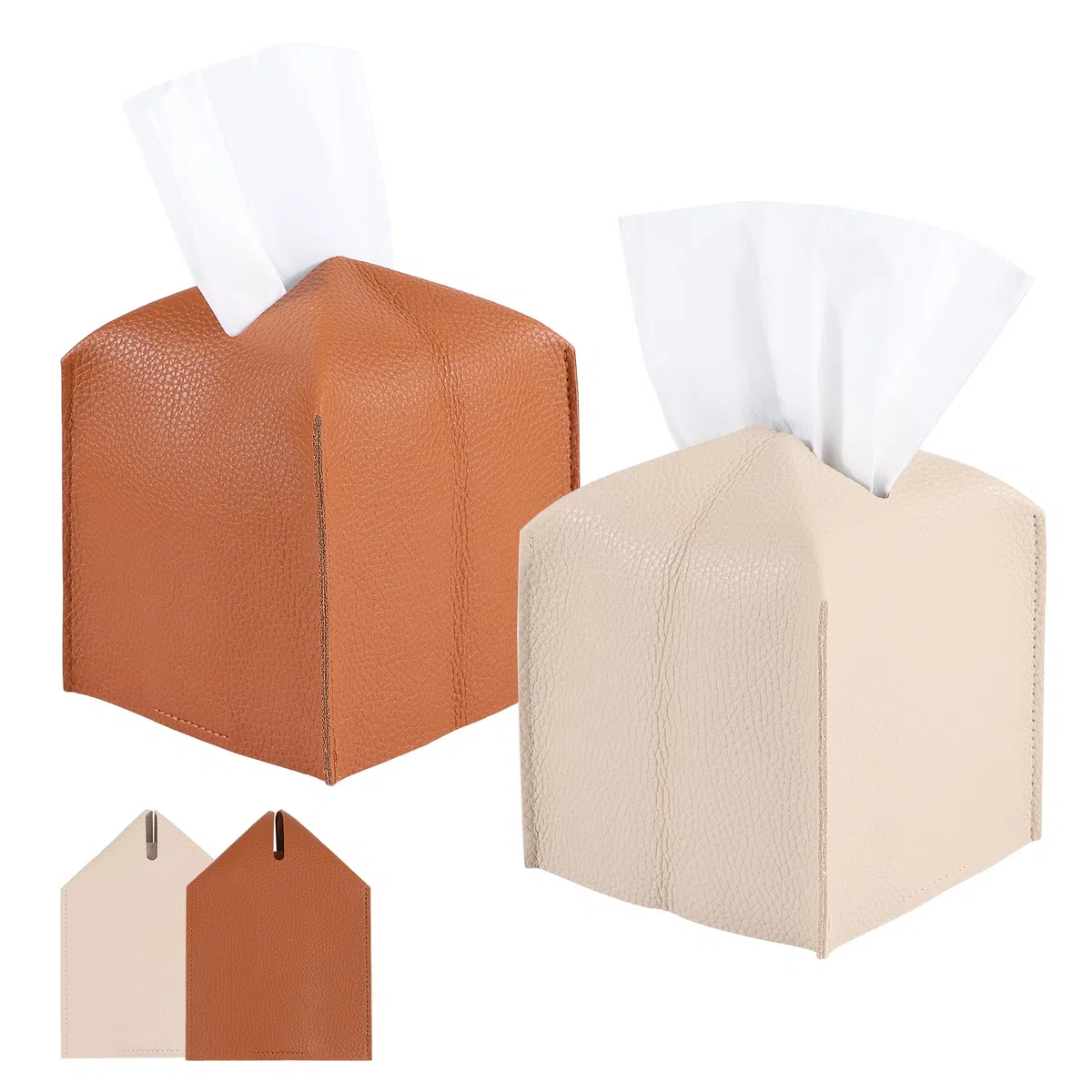 2 pz Porta Fazzoletti, Scatola per Fazzoletti in Pelle PU Quadrata Scatola Porta Salviette in Design Moderno Portafazzoletti in Stile Semplice Ideale per Bagno Salotto Hotel