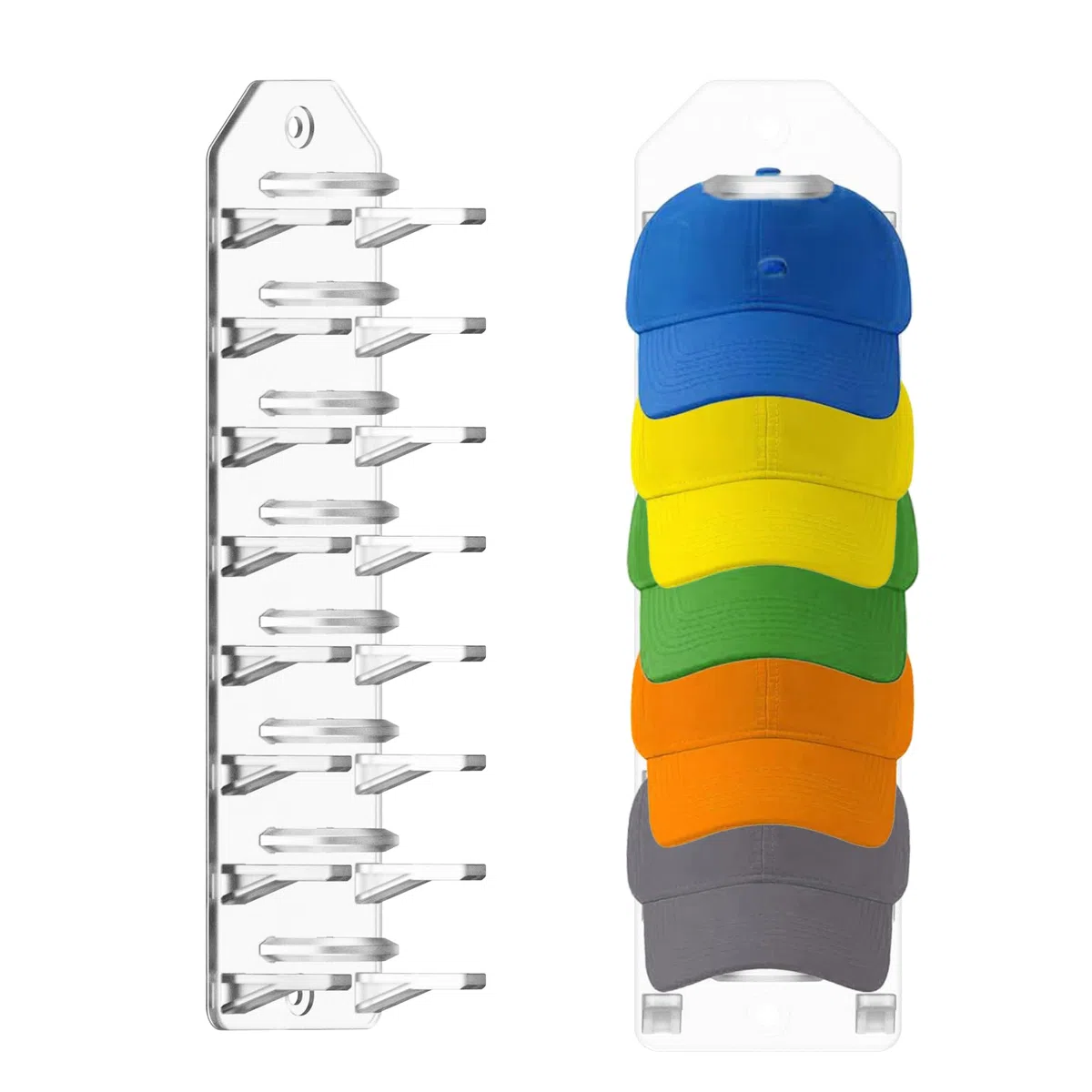 Supporto da parete, gancio autoadesivo per cappelli, multifunzione, supporto per cappelli (trasparente)