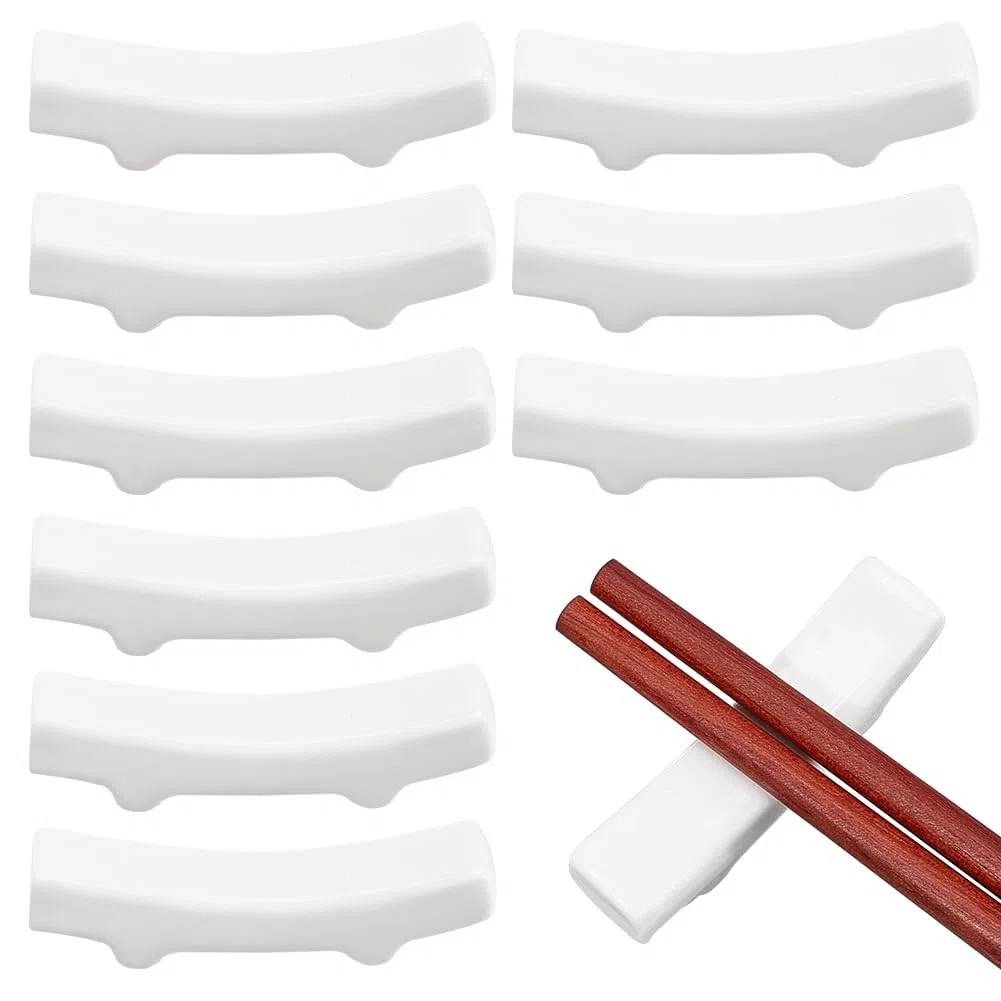 PLIGREAT 10 Pezzi Porcellana Porta Bacchette in Ceramica Chopstick Rest Chopsticks Rack Stand per cucchiaio forchetta titolare Restraunt Hotel Dinner Table Decorazione
