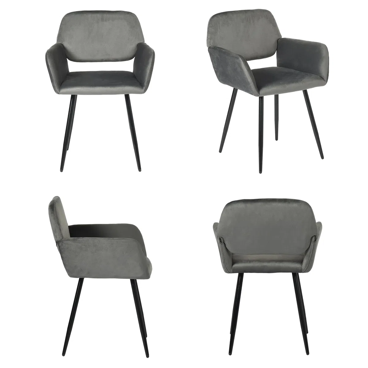 1 Pezzo Sedie Moderne Sala da Pranzo Imbottite per Cucina Grigia, Sedia Imbottita Cucina Moderna Scandinava con Braccioli per Sala da Pranzo/Soggiorno/Ristorante/Hotel/Velluto Grigio Scuro