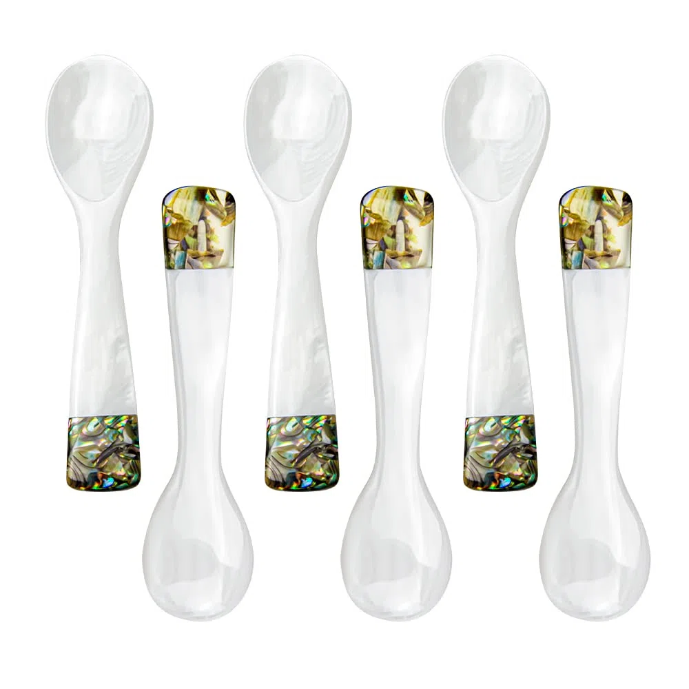 DUEBEL 6 Cucchiaini in Madreperla, Cucchiai per Caviale, Cucchiaino Madreperla, Cucchiaino Caviale da 9 cm x 2,4 cm