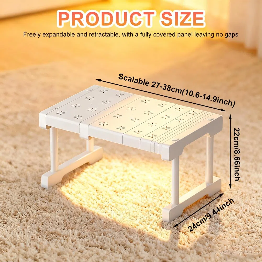 Organizer impilabile per armadio, mensole espandibili, scaffalature telescopiche senza fori, per armadio, cucina, larghezza 24 cm, altezza 22 cm, lunghezza regolabile 27-38 cm