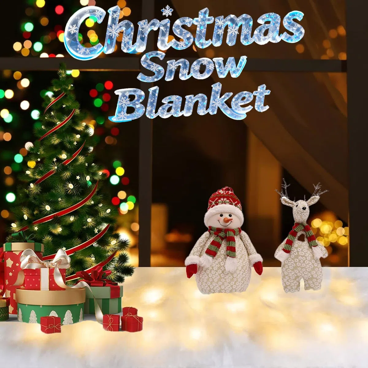 Neve Finta Natalizia,80 * 240cm Neve Artificiale per Decorazioni,Soffice, Morbido e Candido di Decorazioni Albero di Natale,Neve Finta Decorazioni Natalizie (5 Metri di Luce)