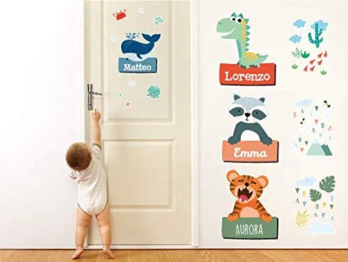 Stellasticker - Adesivo porta cameretta personalizzato con nome – decorazione da porta per bambini – facile da applicare e si rimuovere senza residui – ideale per maschietti e femminucce (Koala)