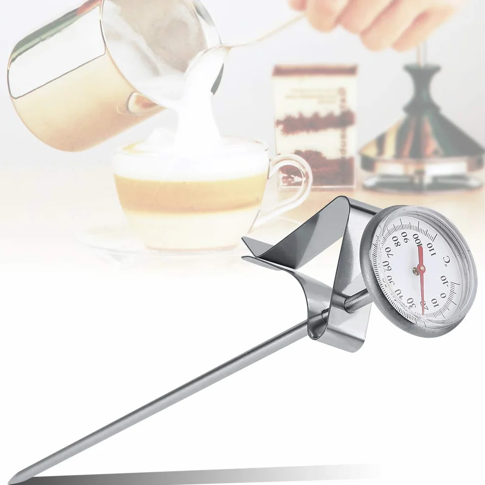 Termometro Per Latte, Termometro Per Latte Per Caffè In Acciaio Inossidabile Termometro Per Schiumare Il Latte Con Clip -10~110 ℃ Accessori Per Schiumare Il Caffè