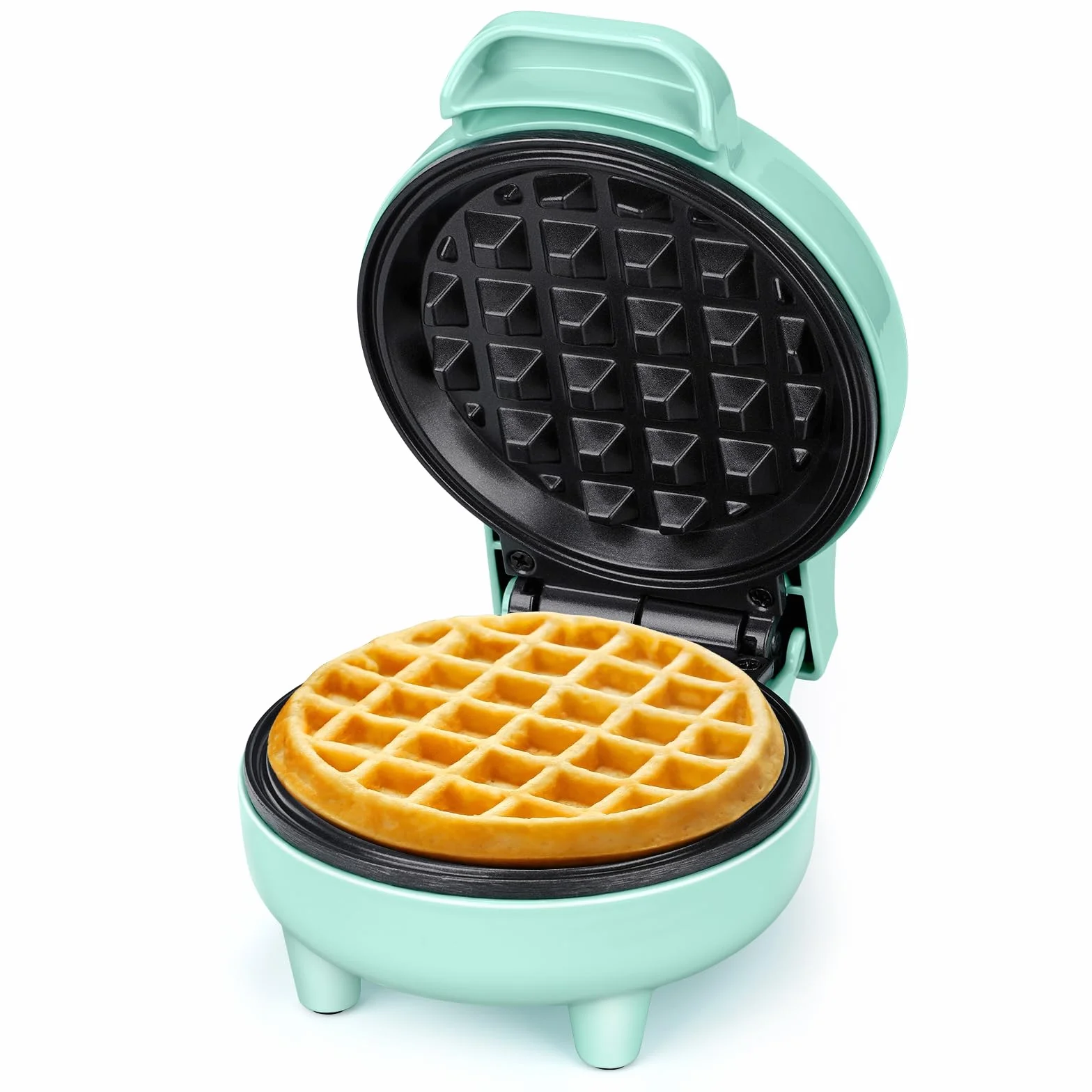 SNAILAR Piastra per Waffle, Mini Macchina per Waffle, 550W Waffle Maker con Rivestimento Antiaderente, Temperatura Automatica, Design Compatto, Verde
