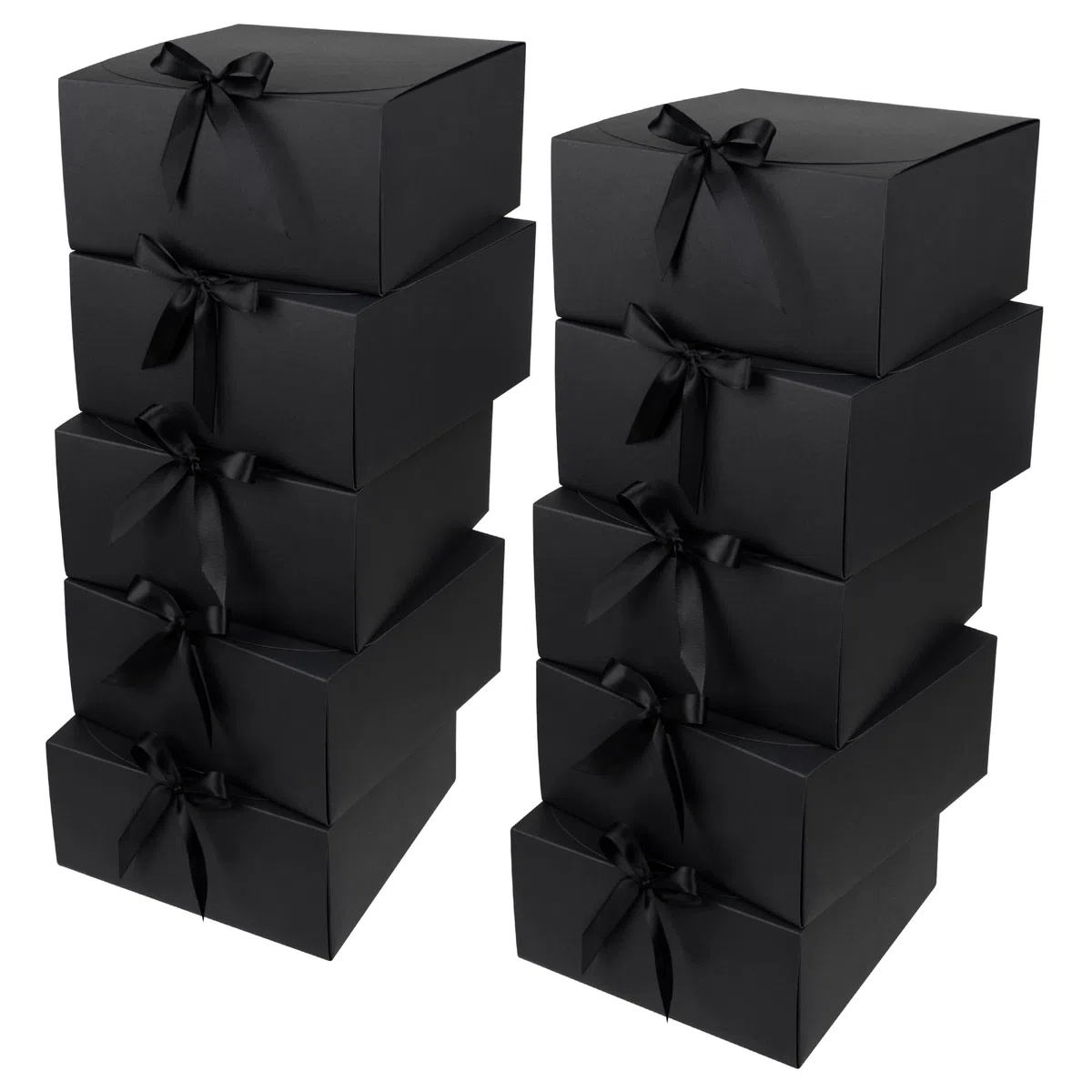 Scatola Regalo con Coperchio, Grande Scatola Bomboniera 20x20x10 cm, Scatole Cartone Nera per Matrimonio, Compleanno, Festa di Natale, Confezione Regalo, 10 Pezzi