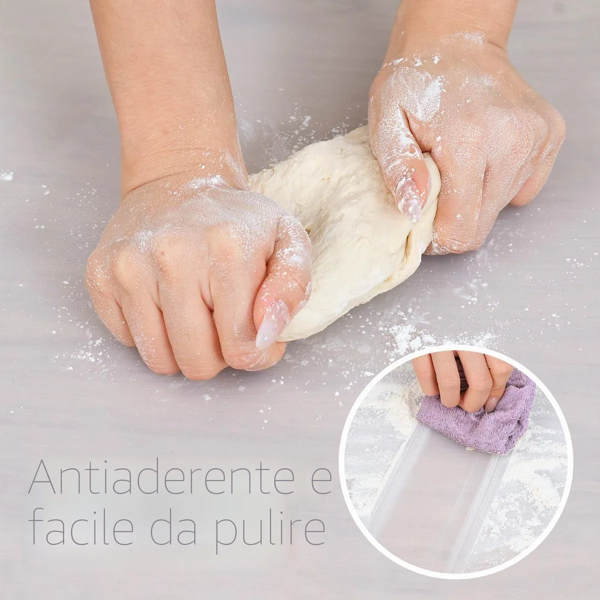 SUPER KITCHEN Tappetino da Pasticceria, Tappetino da Forno in Silicone Antiaderente Riutilizzabile, Tampone per Impastare, Tappetino da Resina, Stuoia per Impasti, Pizza, Pasta (Trasparente, 60x40cm)