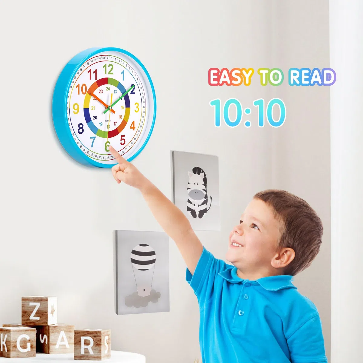 Orologio da Parete Educativo per Bambini Orologio da Muro Silenzioso Orologio per la Camera da Letto, Adatto per la Scuola 30 cm