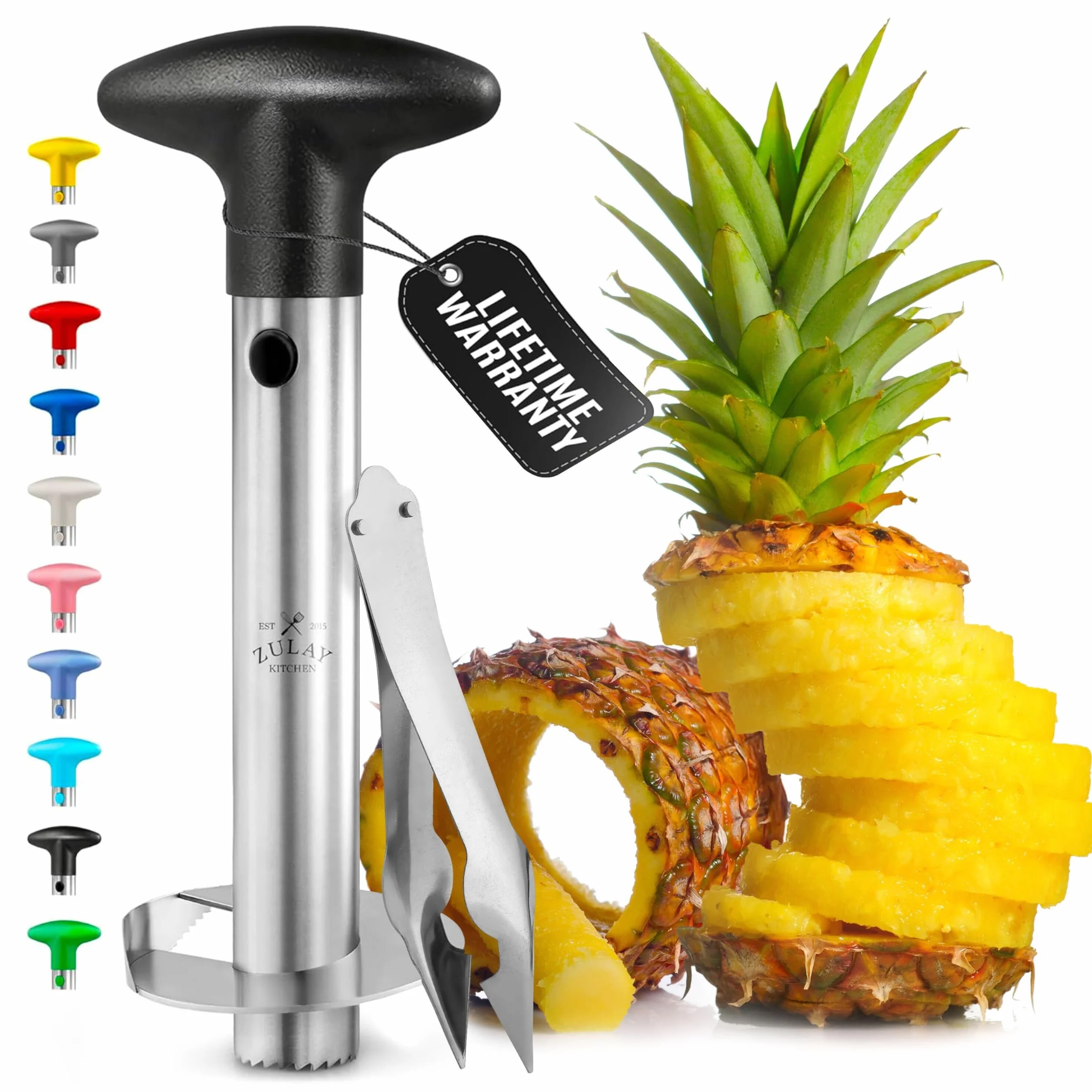 Zulay Kitchen cucina ananas corer e strumento di affettatrice - acciaio inox pineapple cutter per easy nucleo removal & presse - super fast ananas affettatrice e strumento di corer permette di rispar