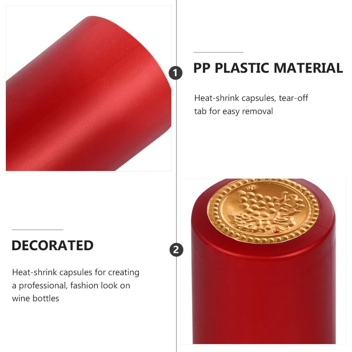 Toddmomy 100 Pz Capsule Termoretraibili in PVC, Vino Rosso Opaco Termoretraibile Capsule Bottiglia Vino Tappi Termoretraibili Vino Termoretraibile Maniche Tappi per Cantine E Uso Domestico