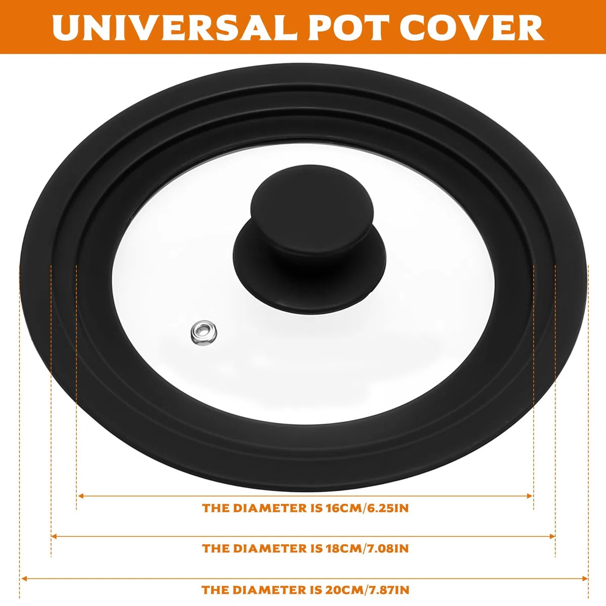 Coperchio Universale Silicone, Coperchio Padella 16 cm 18 cm 20 cm, Coperchi Pentole Padelle, Coperchi per Pentole in Vetro, Utensili da Cucina, con Bordo e Pomello in Silicone Resistente al Calore