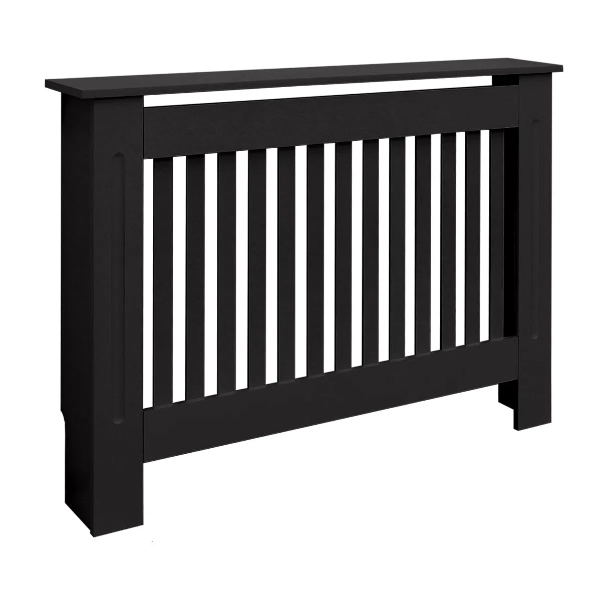 ECD Germany Copritermosifone MDF 112x19x82 cm Rivestimento del Radiatore Verniciato Nero Copertura del Radiatore Stile Casa di Campagna Copricalorifero Coperchio Radiatore in Legno Protezione