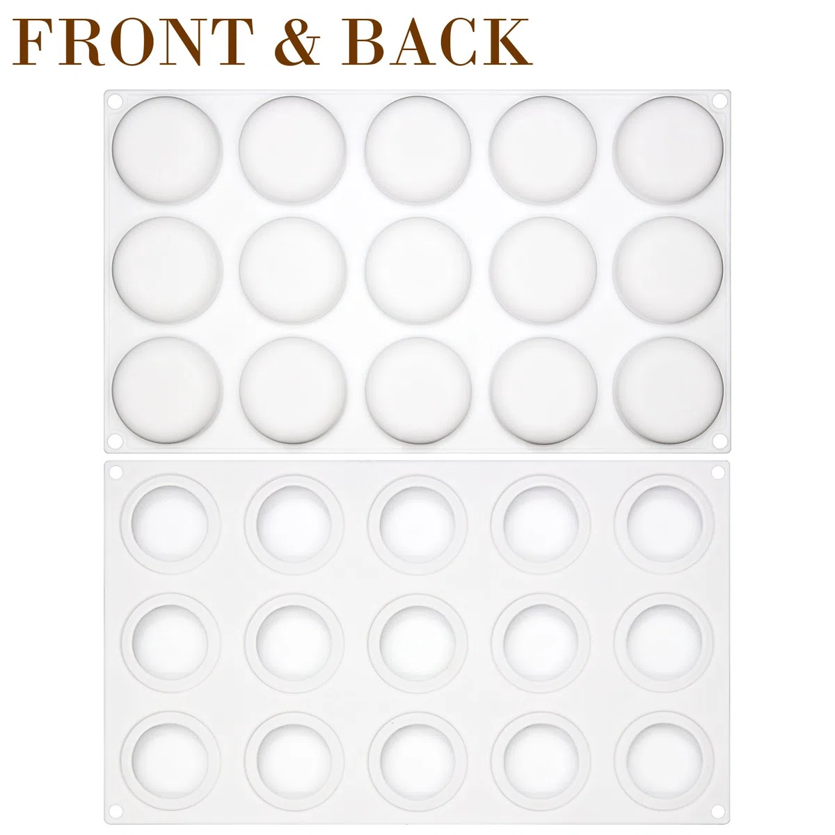 Stampo in silicone con 15 cavità arrotondate per cavità 4,6 x 4,6 x 1,8 cm