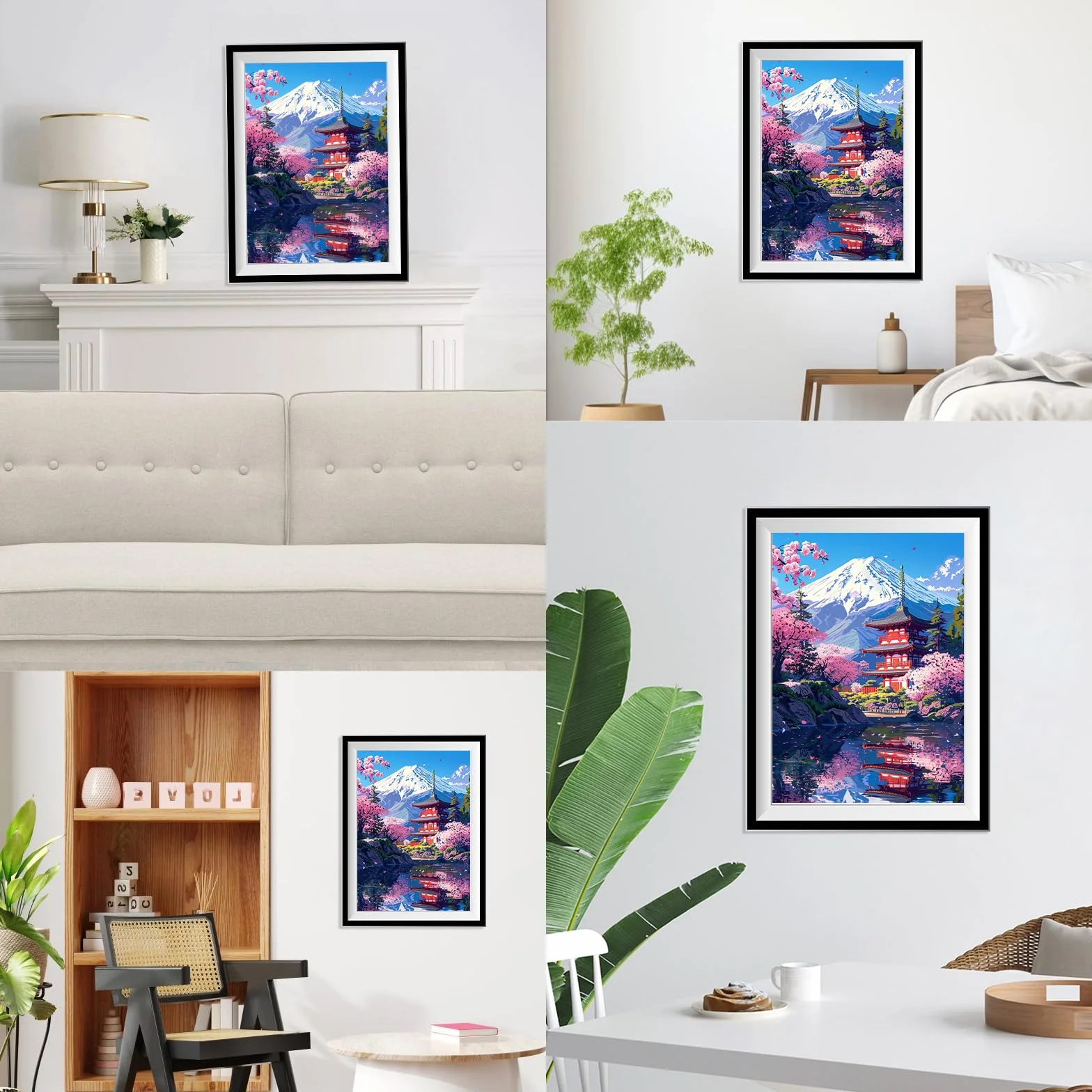 NEWENMO 5D Monte Fuji Diamond Painting per Adulti,Bella Fiori di Ciliegio Pittura Diamante Kit Completo,Tempio Giapponese Diamond Art Kits,Fai Da Te Diamant Painting Set,per Decorazione Casa 30x40cm