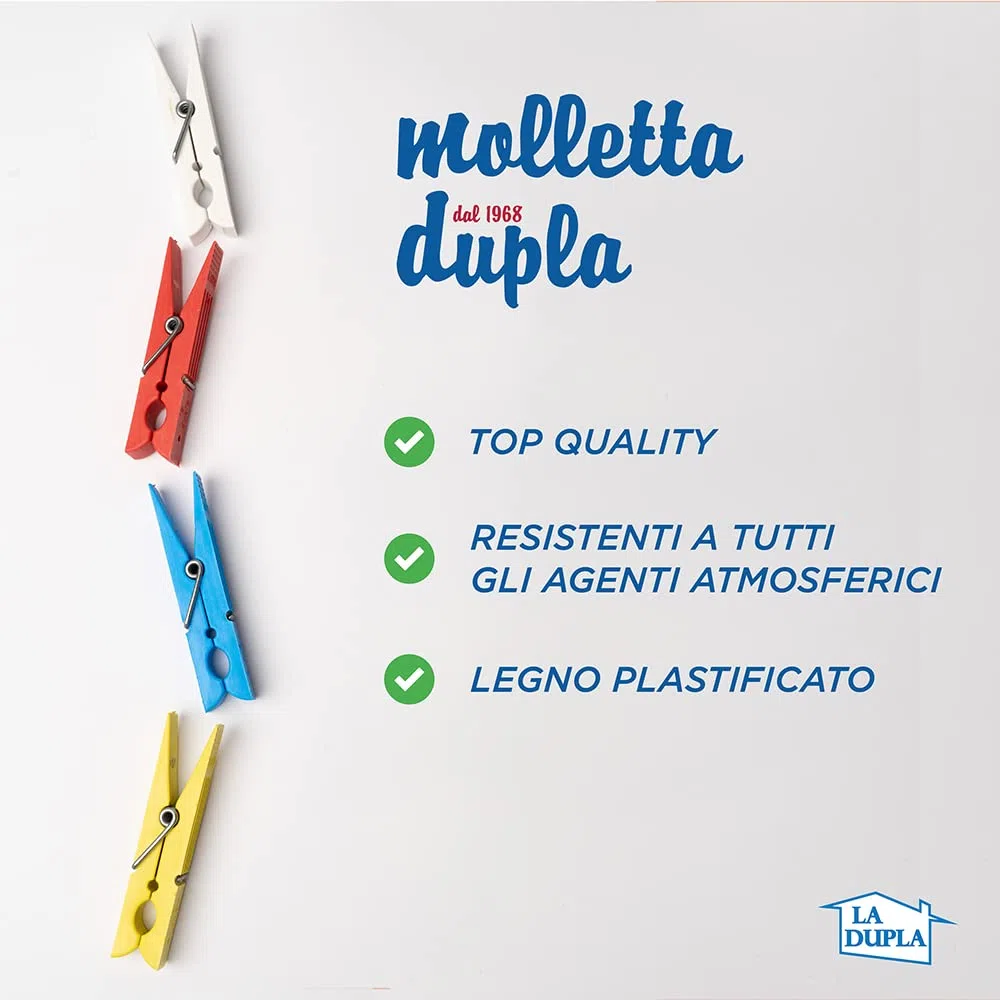Mollette per bucato in plastica e legno, resistenti raggi UV, pack da 50 mollette, 5 colori assortiti, bucato pesante, tovaglie, asciugamani, coperte