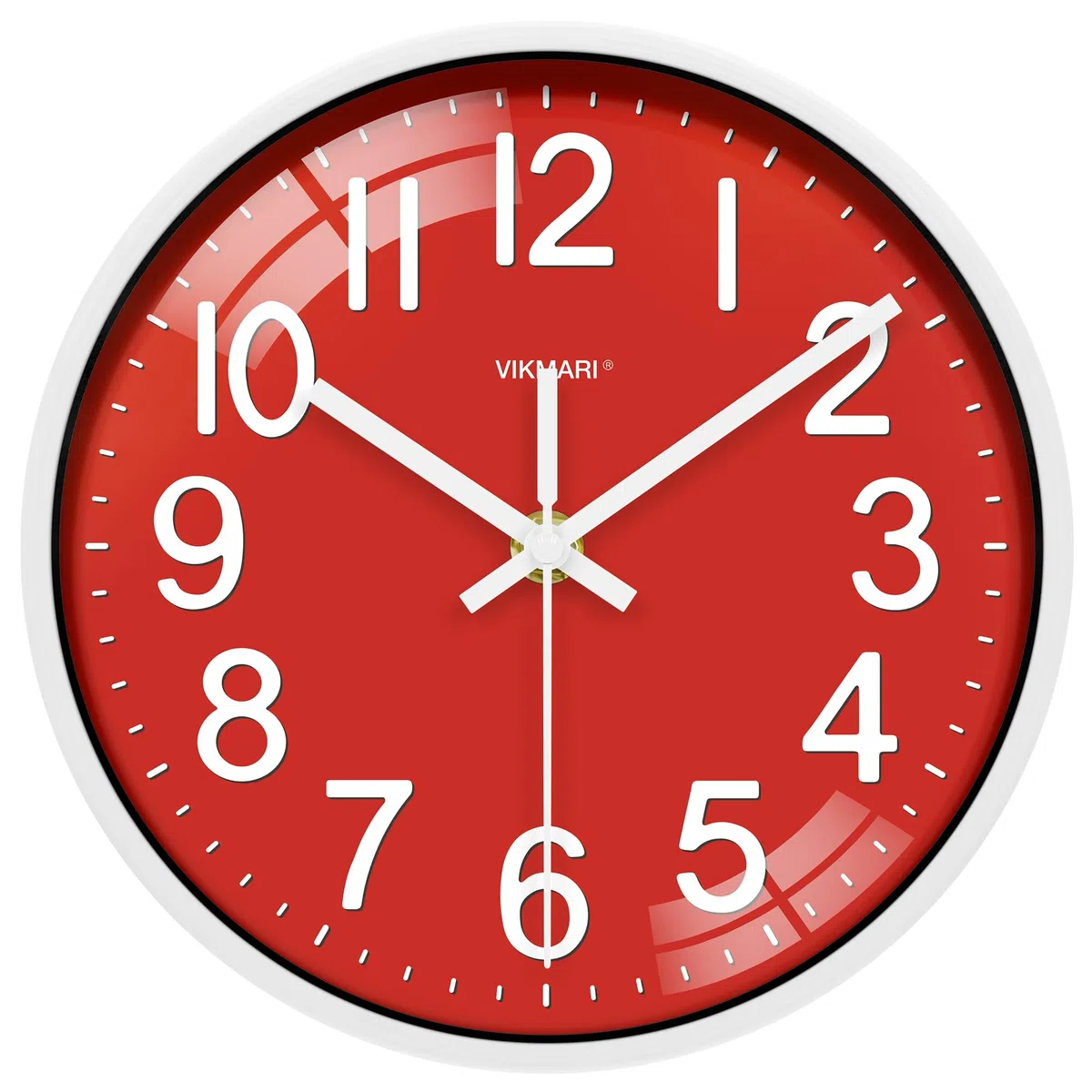 VIKMARI Orologio da Parete Piccolo 20 cm Rosso Moderno Silenzioso a Batteria per Cucina Soggiorno Camera da Letto Bagno Ufficio Scuola