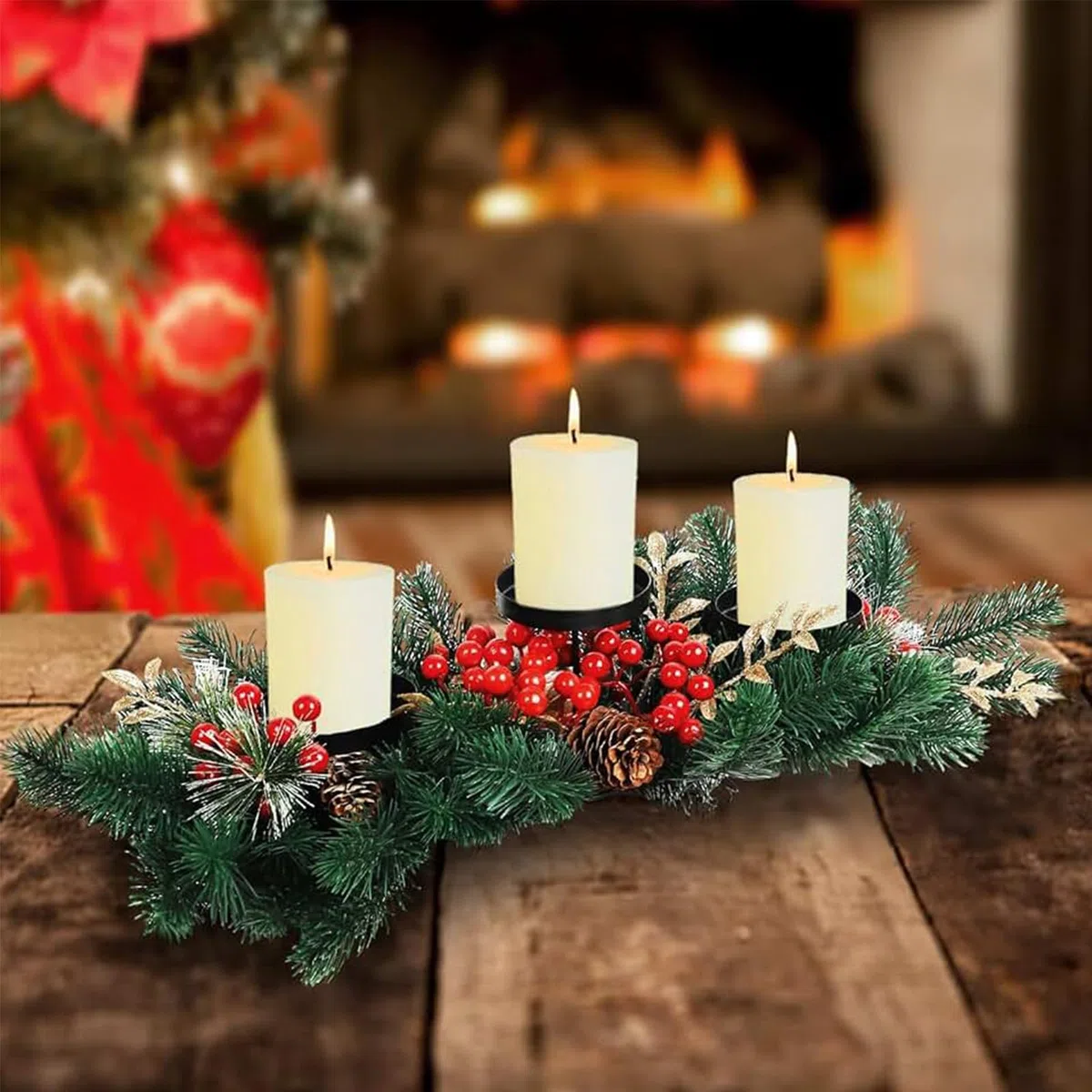 14 Pezzi Rami di Pino Artificiale per Natale Rami di Abete con Pigne Bacche di Agrifoglio di Natale Artificiale per Decorazione di Ghirlande Natalizie Decorazioni da Tavola
