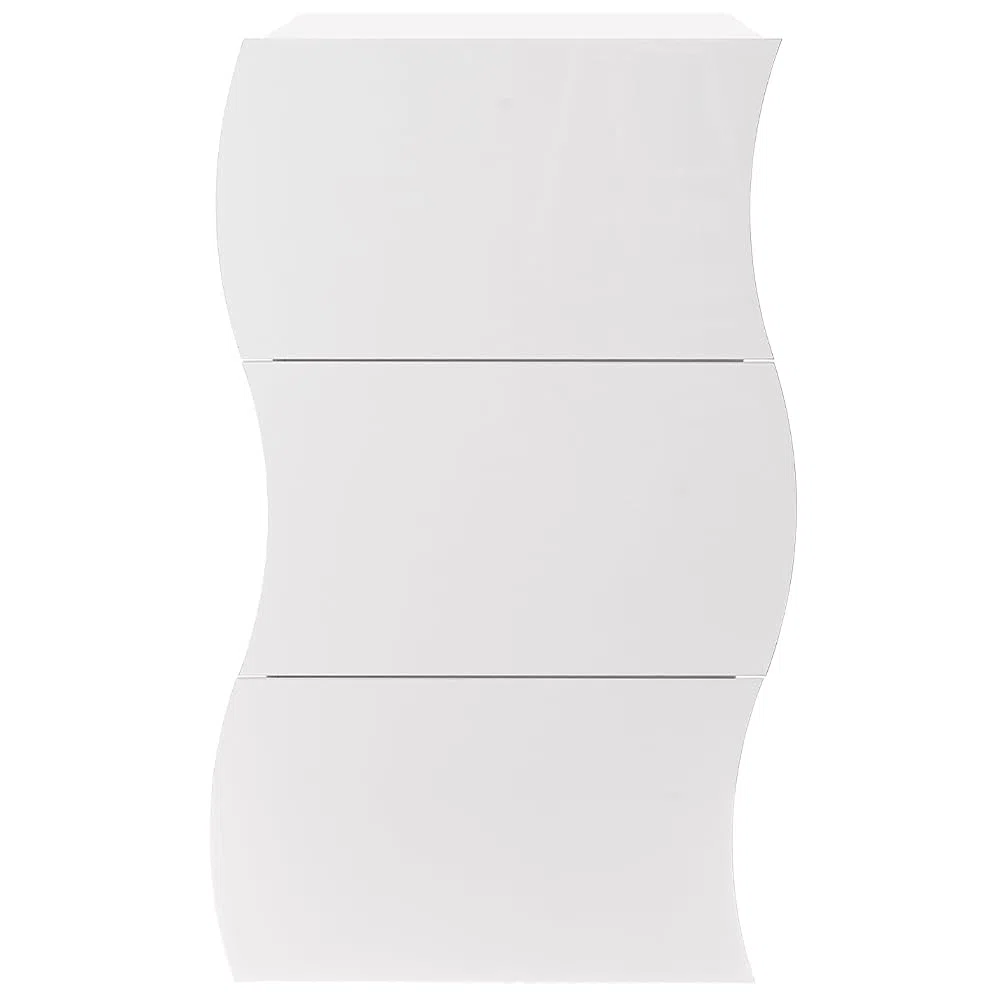 Shally Dogan Scarpiera Ondulata in Legno con Finitura Lucida Bianco, Porta Scarpe Salvaspazio con Ante a Ribalta Doppia Profondità, Portascarpe Slim per Ingresso, Cameretta, Soggiorno (3 Ante)