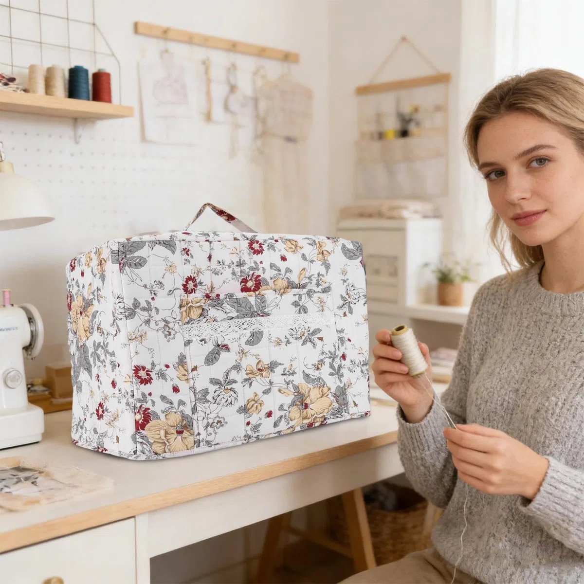 Copertura Protettiva Anti Polvere Macchina Da Cucire | Custodia Tote Boho per Overlock - Involucro ad Alta Densità per Macchina da Cucire | Per Viaggio, Uso Esterno, Casa, Laboratorio, Studio E Uffici