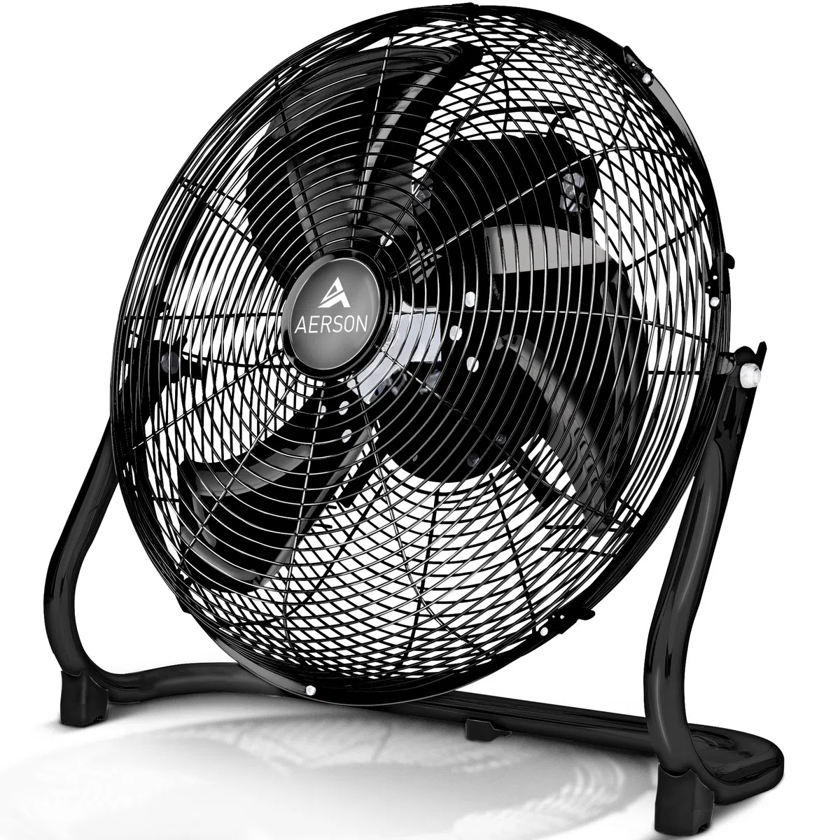 TRESKO AERSON Ventilatore da pavimento 30 cm, con 3 livelli di potenza, ventilatore 45W, alto flusso d'aria, struttura robusta in metallo, angolo di inclinazione ca. 110 gradi