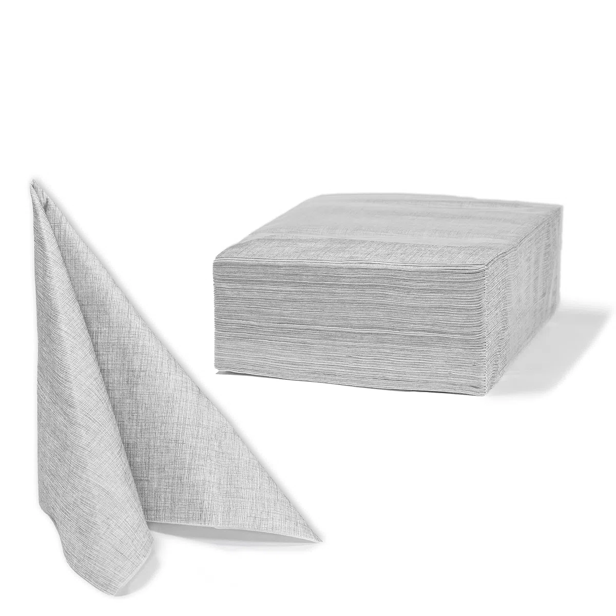 Tovaglioli Monouso Easy in TNT Spunlace trama tipo lino, resistenti, assorbenti e simili al tessuto, 40x40cm 200 pz, Griigo Chiaro