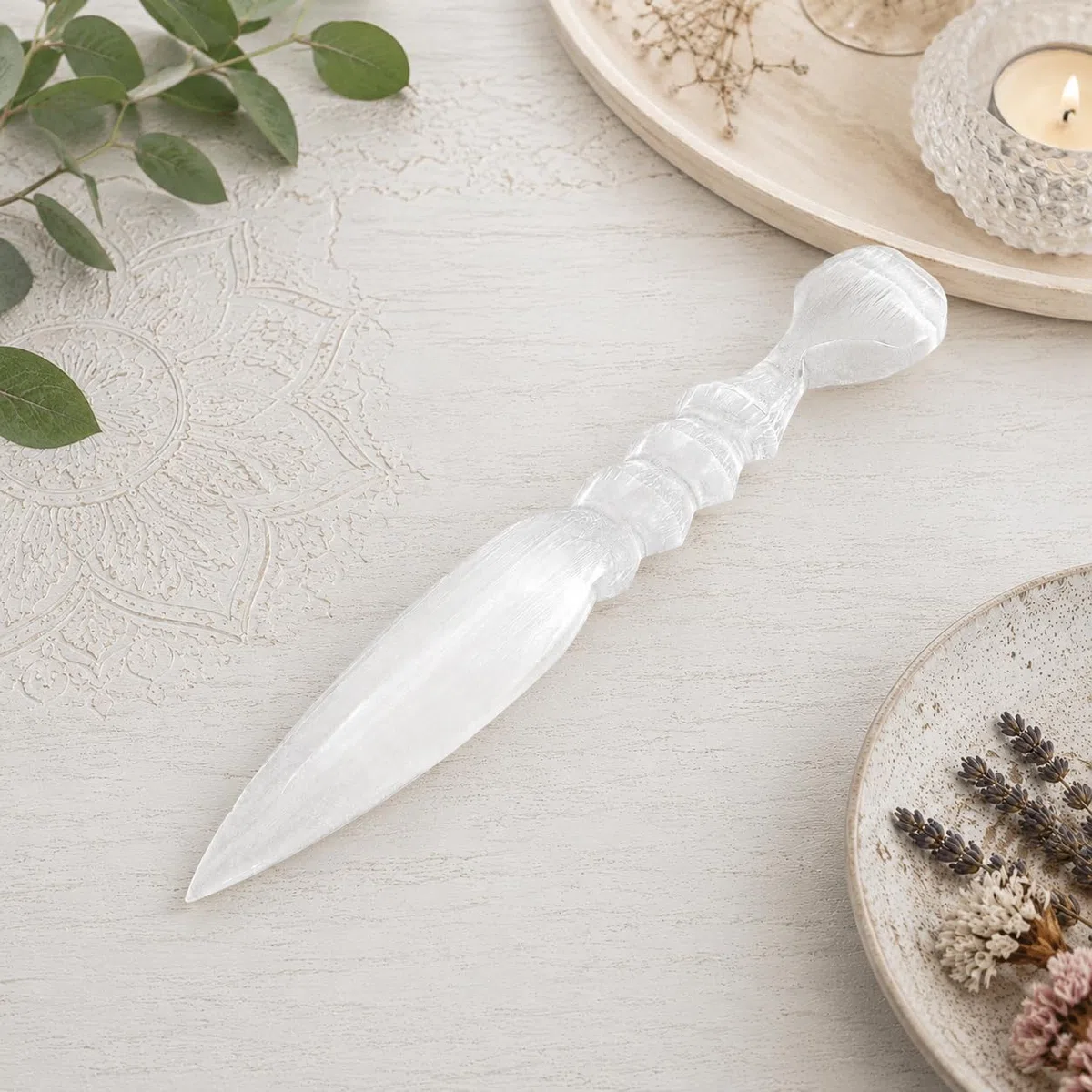 NKlaus Selenite Naturale Pugnale Cuore 24cm Gemma Cuore Cristallo Quarzo Decorazione 15316