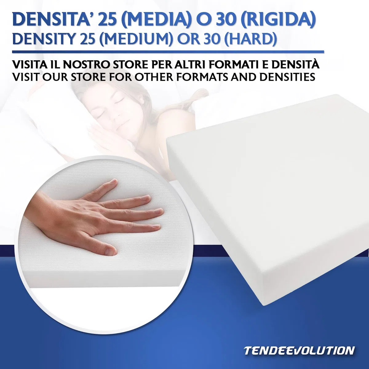 TENDEEVOLUTION Gommapiuma per Imbottitura Densità 25, Spessore 10cm. Lastra 60x60cm di Spugna per Imbottitura Divani, Bancali, Cuscini in Poliuretano Espanso (Densità 25, 60X60 SPESSORE 10CM)