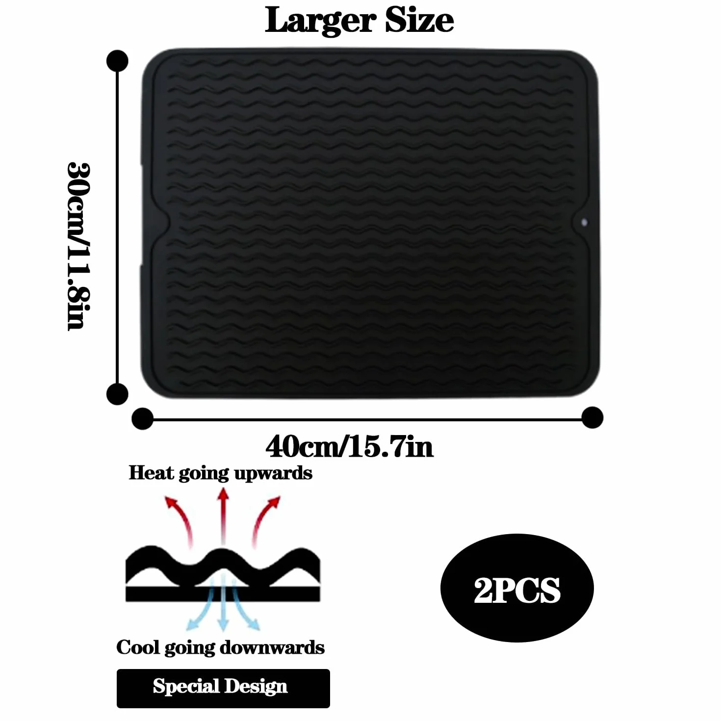 2 confezioni di sottopentola in silicone per padelle e pentole calde, 40x30 cm, sottopentola in silicone multiuso grande per piani di lavoro da cucina, tappetino flessibile resistente al calore per la