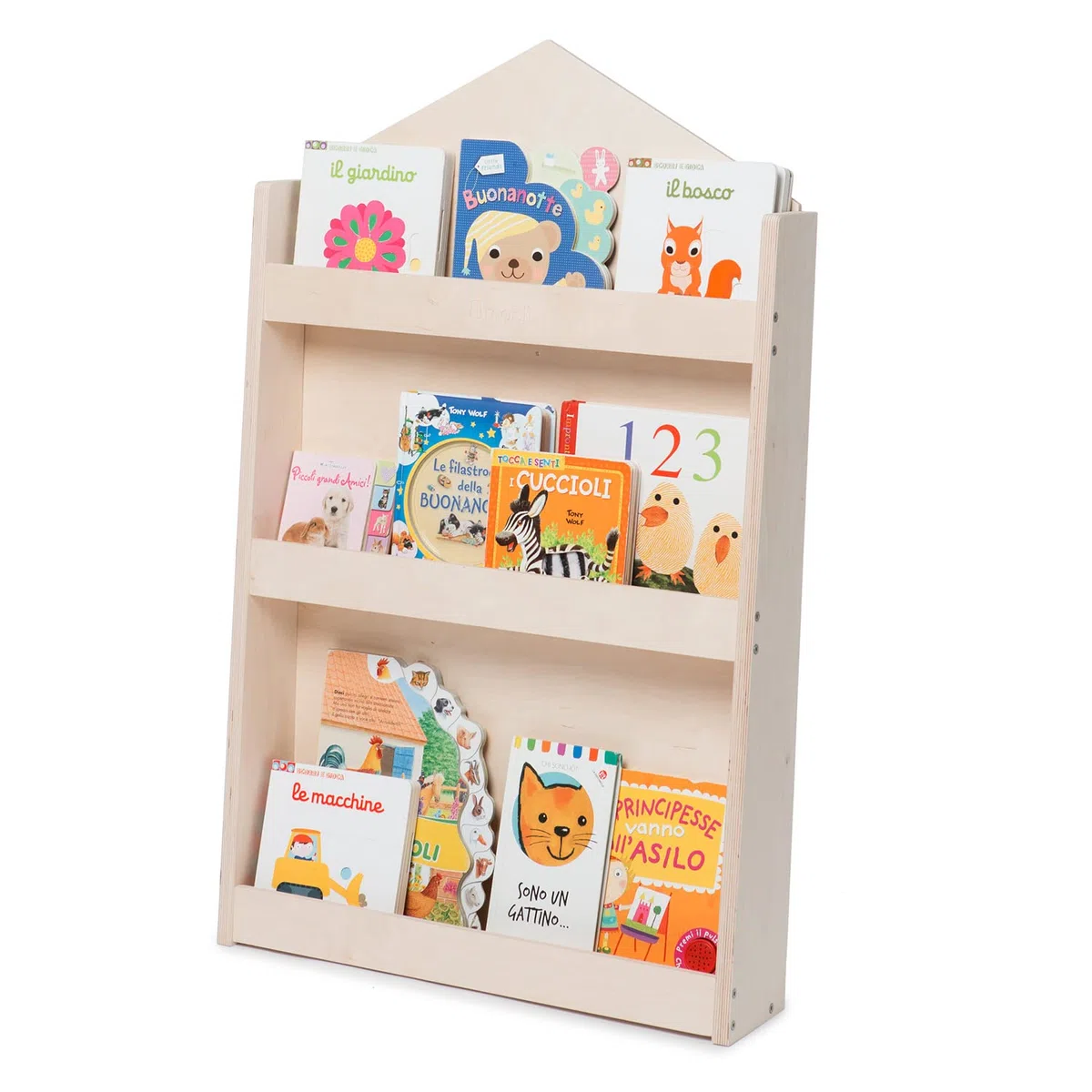 Dotty by Libreria montessoriana per Bambini in Legno | Scaffali a 3 Altezze | Libreria Frontale educativa | Progettata da esperti educatori | Prodotta in Toscana, Legno Naturale, Casetta