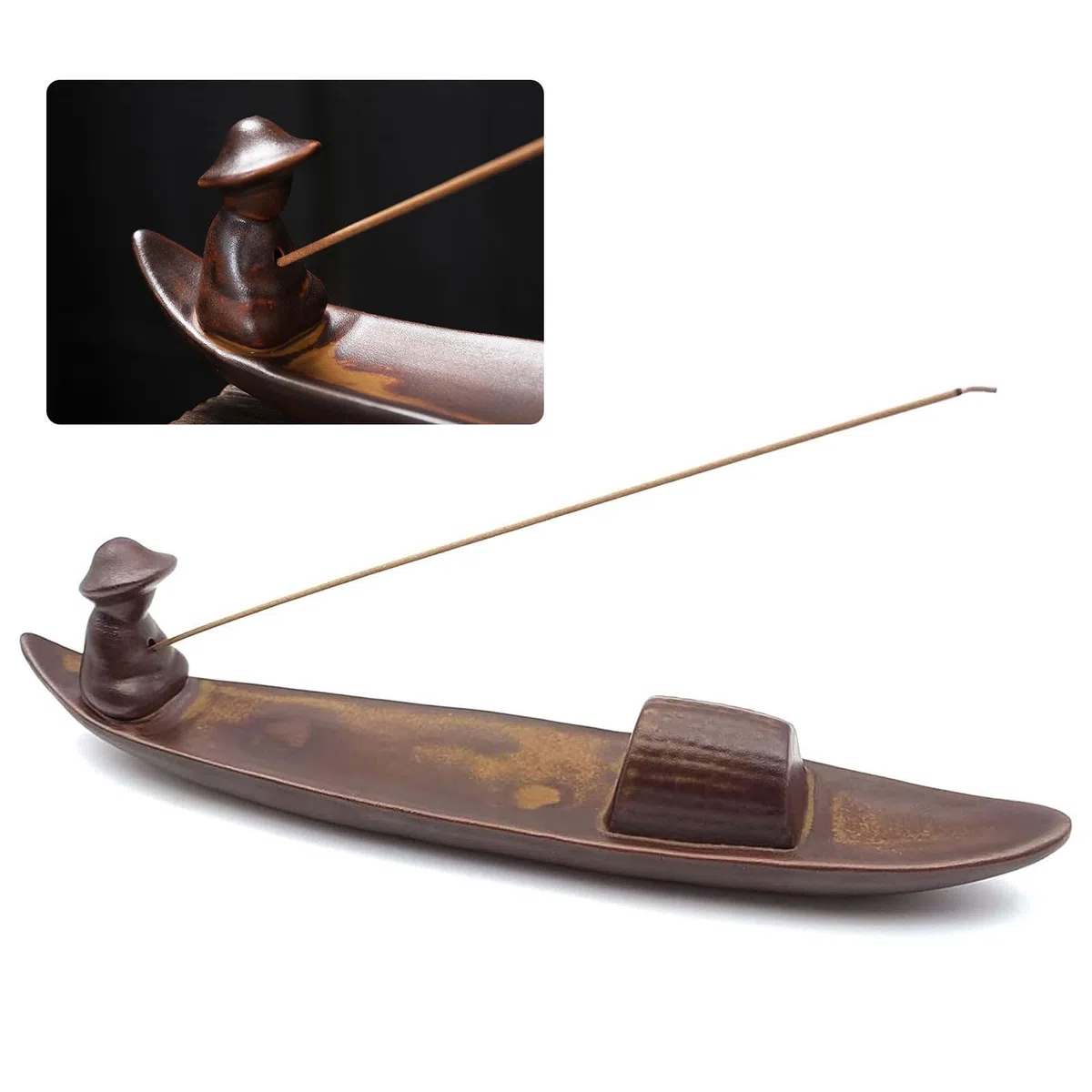 Portaincenso Bruciatore di Incenso in Ceramica Porta Bastoncini di Incenso in Porcellana Piatto di Cenere Supporto, per Incenso per Regalo di Artigianato, Sala Yoga